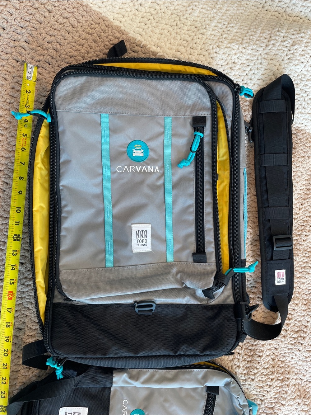 Topo Designs Gray & Black
CARVANA Travel and Daily bag with Turquoise Accents - Picture 2 of 13